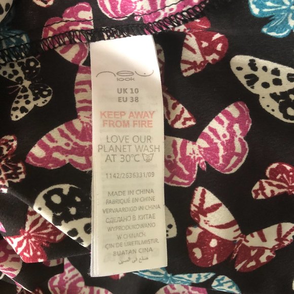 New Look A-line Black Dress with Purple Butterfly Pattern - Picture 12 of 13